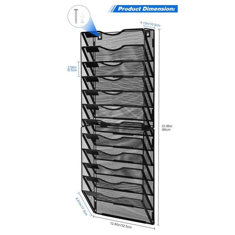 Solinxe Wall File Holder, 12 Pockets Hanging File Folder, Paper