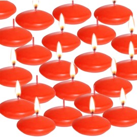 Pack of 20 Floating Candles, Decorative Floating Candles, White, Unscented Floating Candles for Wedding, Pool, Valentine's Day, Christmas Decoration (Red)