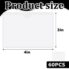 60 Pcs Self Adhesive Label Holder, 3 x 4 Inches Index Card Pockets with Top Open for Loading, Clear Label Pockets for Organizing, Library Card, Protecting