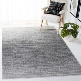 Safavieh Adirondack Collection Area Rug - 4' Square, Grey & Ivory, Modern Ombre Design, Non-Shedding & Easy Care, Ideal for High Traffic Areas in Living Room, Bedroom (ADR142F)