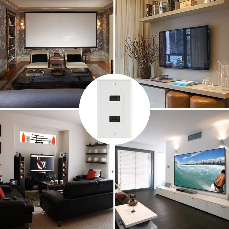 TENINYU Dual HDMI Wall Plate (2 Port) - 4K UHD,