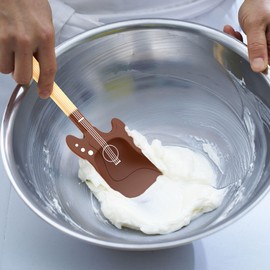 Art Guitar Ukulele Silicone Spatula,Personalization,High Temperature Resistant, Food Grade Silicone, Dishwasher Safe, for Baking, Cooking (Brown Guitar Spatula)