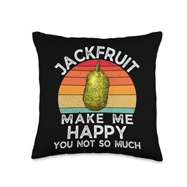 Retro Jackfruit Make Me Happy You Not So Much Fruit Lover Throw Pillow, 16x16, Multicolor