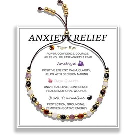 Vurotry Anxiety Relief Bracelet for Women Strength Protection Bracelet Healing Crystal Bracelet for Relieving Anxiety Jewelry, Large, Stone, no gemstone