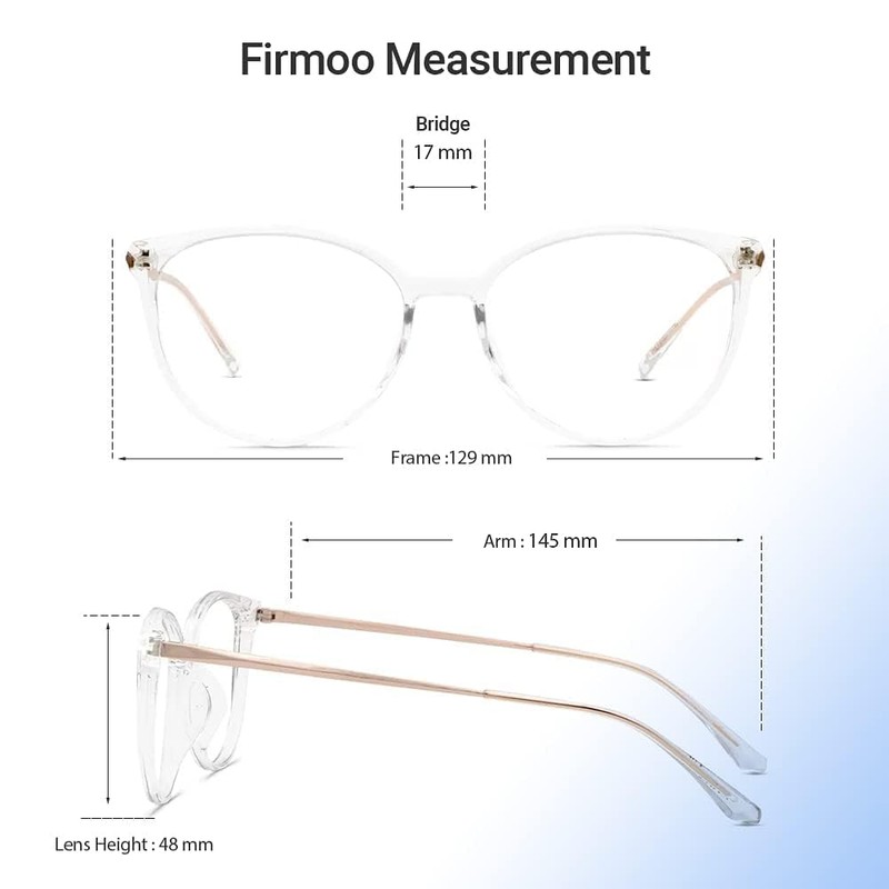 Firmoo Blue Light Glasses without Prescription Women Men Round Blue