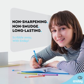 Stackable Pencils in Dazzling, Translucent Multi Point Push Fun with Matching Erasers, Stacking Lead Pencil, Red, Blue, Purple, and Green, 2 Packs of 8 (16 Pc) - By Enday (0967)