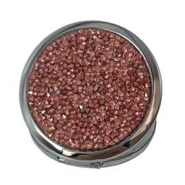 Jtbling Portable Cosmetic Mirror Round Metal Mirror Travel Mirror Flip Round Mirror Handheld Mirror (Pink Rhinestone)