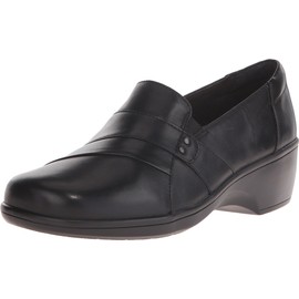 Clarks Women's May Marigold Slip-On Loafer, Black, 11 Wide