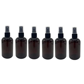 Natural Farms 4 oz Amber Boston BPA FREE Bottles - 6 Pack Empty Refillable Containers - Essential Oils - Aromatherapy | Black Fine Mist Sprayers - Made in the USA