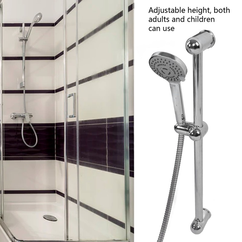 Shower Slide Rail Set 360° Rotation Adjustable Height with 1.5m