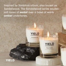 Yield 8oz. Sandalwood Candle - Amyris, Coriander, and Amber Scented Luxury Candle - Aromatherapy Essential Oils - Clean Burning Cotton Wick - 65 Hour Burn Time - Hand Poured in The USA - 8oz