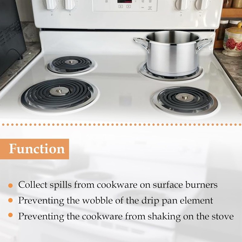 4PCS Chrome Range Drip Pans,Replacemen Electric Stove Drip Pans,Include 2