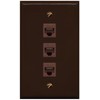 RiteAV - 3 Port Cat6 Ethernet Female-Female Wall Plate - Flat [Brown/Brown]