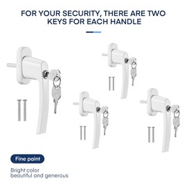 4 x Lockable Window Handles, Child Safety Window Lock with Lock, for Attaching Windows, Balcony Doors, Yard Doors, etc. (White) (4)