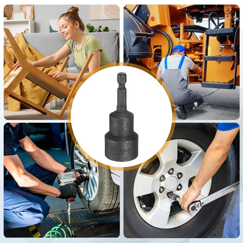 sourcing map 2pcs Magnetic Nut Driver 19mm Hex Drive Socket