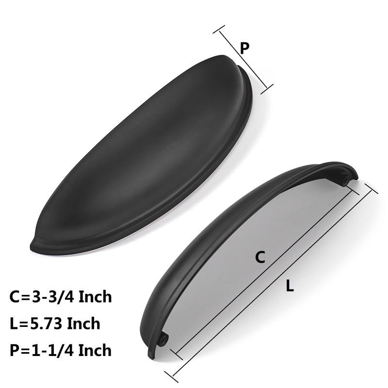 khtumeware 2 Pack 5" Drawer Pulls Matte Black Cabinet Cup