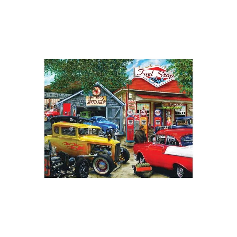 Springbok's Hot Rod Cafe 2000 Piece Puzzle for Adults Features