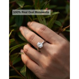IMOLOVE Moissanite Oval Engagement Rings for Women 1.5CT Oval Ring Sterling Silver 18K White Gold Plated Solitaire Engagement Ring Promise Ring Wedding Ring for Her-80