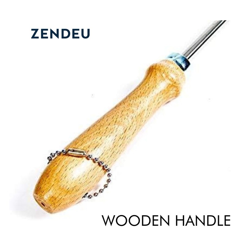 Zendeu Wood-Handle Paella Skimmer Spoon (26 inch Long)