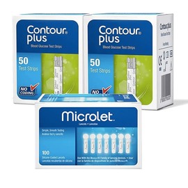 Contour Plus paquete de 100 tiras y 100 lancetas