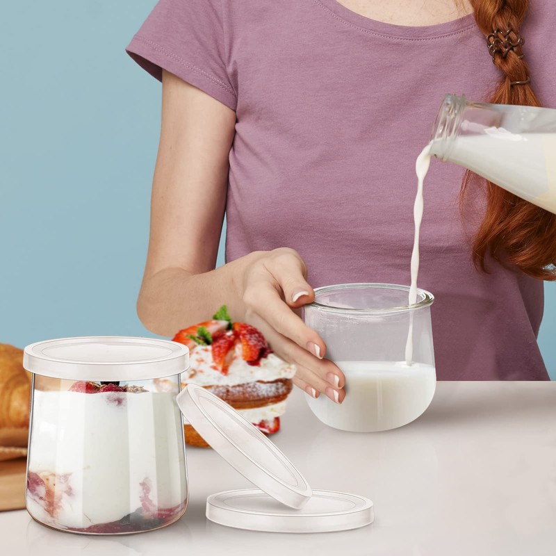32 Pcs Oui Yogurt Jars Lids, Plastic Yogurt Container Jar