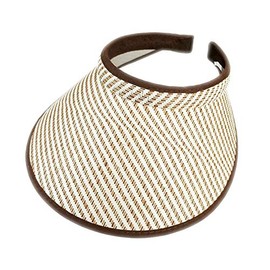 Wide Weave Design Paper Straw Push On Clip On Sun Visor Hat Sun Protection (Brown)
