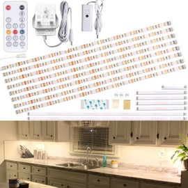 WOBANE Under Counter Light, Dimmable LED Under Cabinet Lighting, 8* 50cm LED Strip Light Bars with Remote Control for Kitchen,Shelf,Pantry,Showcase,Desk,Cupboard Timing, 1900LM,4m 4000K Natural White