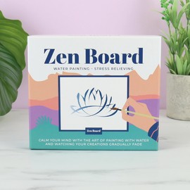 Gift Republic Zen Board Mindfulness Water Painting Set Wooden Painting Board, Stand, Ceramic Bowl, Brush & 20 Mindfulness Cards Stress Relief Self-Care Gift for Relaxation & Wellness