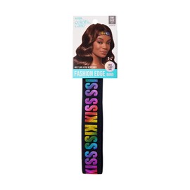 KISS COLORS & CARE Premium Perfect Melt Silicone Elastic Fashion Edge Wig Band, Adjustable Hook & Loop Tape Fastener, One Size Fits All, No Glue, Tape, or Clips, 1 1/8"- Style ‘KISS’