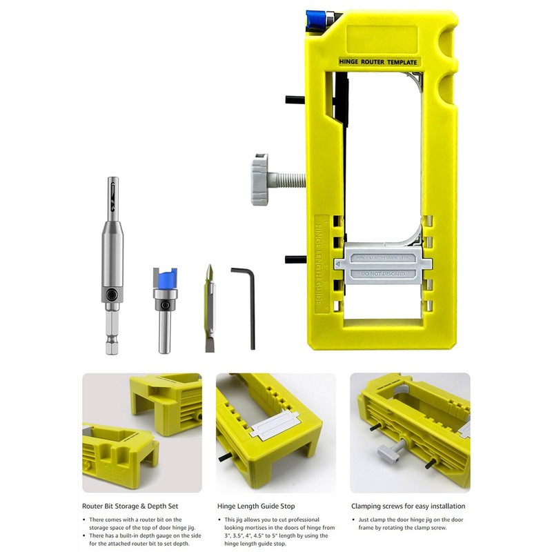 Adjustable Door Hinge Jig and Router Mortiser Installation Kit for