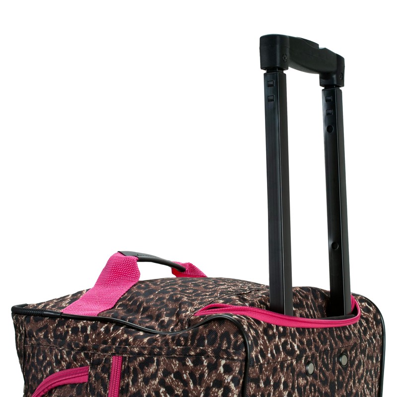 Rockland Rolling Duffel Bag, PINK LEOPARD, 22"