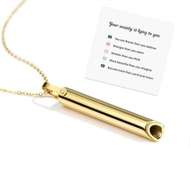 Awlfim Stainless steel whistle relieves anxiety, meditation, mindfulness breathing, yoga, titanium steel pendant necklace