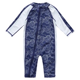 Dovio Baby Swimsuit UPF 50+ Sun Protection One Piece Zipper Beach Swimwear for Little Boys Girls Toddler(512WAVE,12-18M)