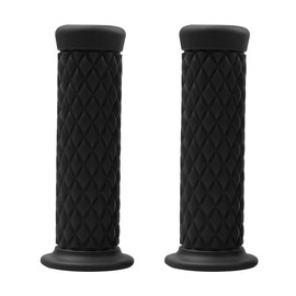 Motorcycle Hand Grips, Non Slip Rubber Bar for 7/8" 22mm/24mm Handles, Vintage Motorbike Thruster Grip, Handlebar for Hand Comfort, Universal for Motocross Scooter Dirt Bike, Open End (Black)