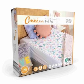 Conni Kids Reusable Bed Pad, Absorbent, Waterproof and Washable Protector Pad for Toilet Training and Youth Incontinence, Flower Print, 95 x 85 cm
