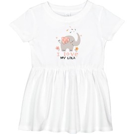 inktastic Cute Elephant - Gift from Grandma, I Love My Lola Grandson Infant Dress 12 Months White 45189