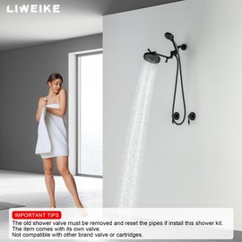 LIWEIKE 2 Handle Shower Faucet Matte Black Two Handles Shower Faucet Set with Extention Adjustable Shower Arm Black Shower Faucet Set 2 Knobs