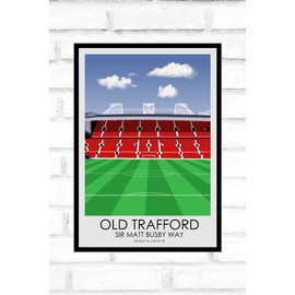 Hewson's Gifts Manchester United Football Stadium Print Old Trafford - Gift Present For Football Fan - Gift For Dad, Brother, Son - Football Gift (Manchester United A4 Size (Old Trafford))