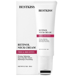 Neck Cream for Tightening and Firming: Hydrates, Lifts & Smoothes with Cooling Massaging Roller Applicator - with Retinol, Niacinamide & Hyaluronic Acid for Face, Neck & Chest, 1.7 OZ/50g