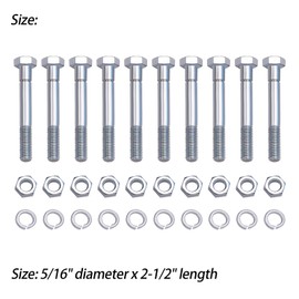 XTPTFABS (10Pcs) 70060-01337 Shear Bolts 5/16" x 2-1/2" Compatible with Snowblower B2781