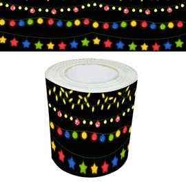 Christmas Lights Bulletin Board Border Decor 36Ft Die-Cut Bulletin Board Border Trim Bulletin Board Strips Blackboard White Board Photo Wall Bulletin Board for Christmas Party Home Office Decor