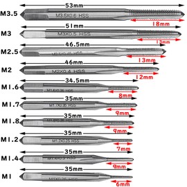 Bestgle Mini Tap Drill Set, Set of 10, Chamfer Tap, Drilling, Threading, Tap, Spiral Drill Bit Tap Dice Set, HSS 6452 High Speed Steel Material