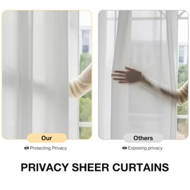 Anmao Non-See-Through Light Grey Privacy Sheer Curtains for Living Room 108 Inch Length 2 Panels Set, Semi Sheer Curtains Light Filtering Window Curtain Drapes for Bedroom, 52 Inch Wide Each Panel