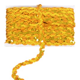 Sequin Braid Trim, 0.6 Inch Wave Sequin Strip, Glitter Metallic Paillette Sequin Ribbon, Embellishment DIY Sewing Costume, 27 Yards, Gold