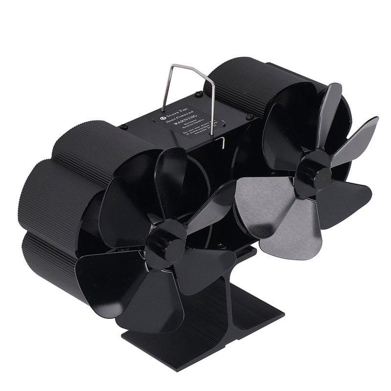 6 Blades Heat Powered Stove Fan Dual Head Fireplace Fan