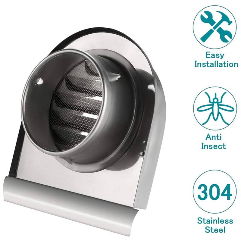 2pcs 4Inch 100mm Waterproof Stainless Steel Vent Vent Hood Anti-