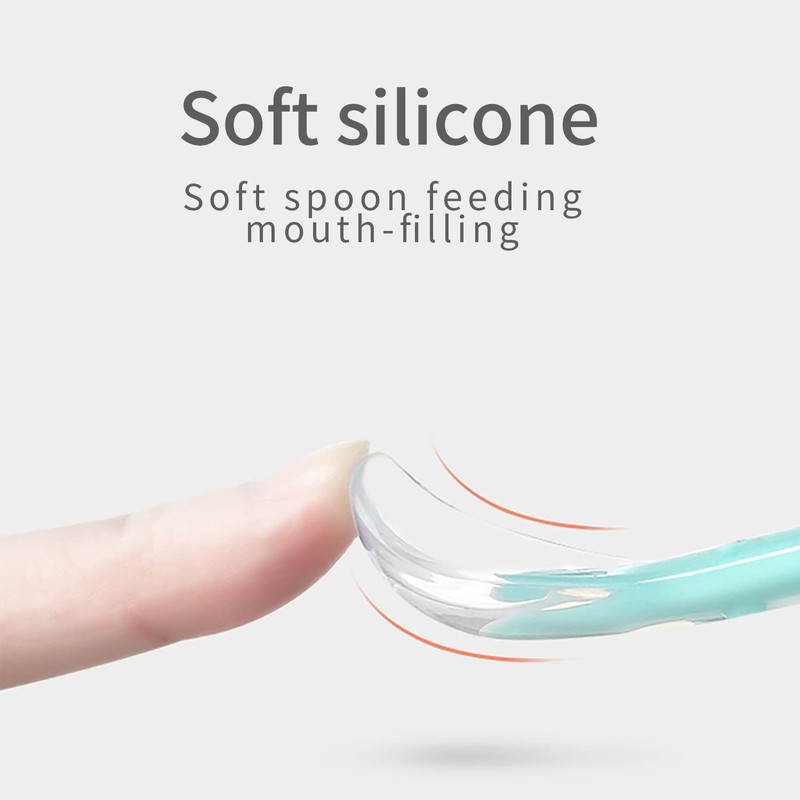 Double Head Baby Silicone Food Spoon (Green) - Fruit Scraping