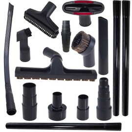 15 PCS Universal Vacuum Attachments Kit for Shop Vac Accessories - Includes Horse Hair Vacuum Brush, Floor Brush, Crevice Tool, and Hose Adapters for 2 1/2" to 1 1/4"