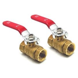 3/8" Brass Ball Valve, 2PCS Female Threaded NPT Connector, Lead-Free Full Port Forged Brass Ball Valve for Water and Oil，150 PSI WSP / 600 PSI WOG