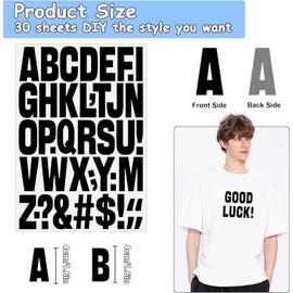30 Sheets Iron on Letters 1200 Pcs Iron on Letters for Clothing Vinyl 1.6 Inch Heat Transfer Letters A-Z PU Patches Alphabet Stickers for T-Shirts Jerseys Fabric Hats Crafts (Black)